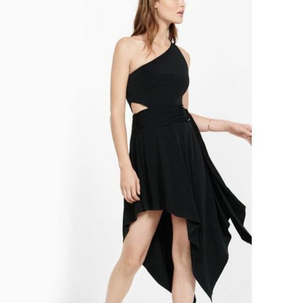 NWOT Express Black Asymmetrical Cutout Dress